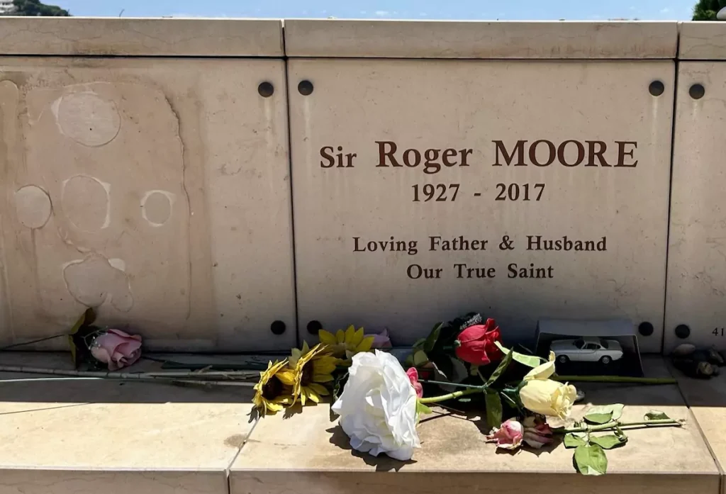 Roger Moore's gravestone in Monaco